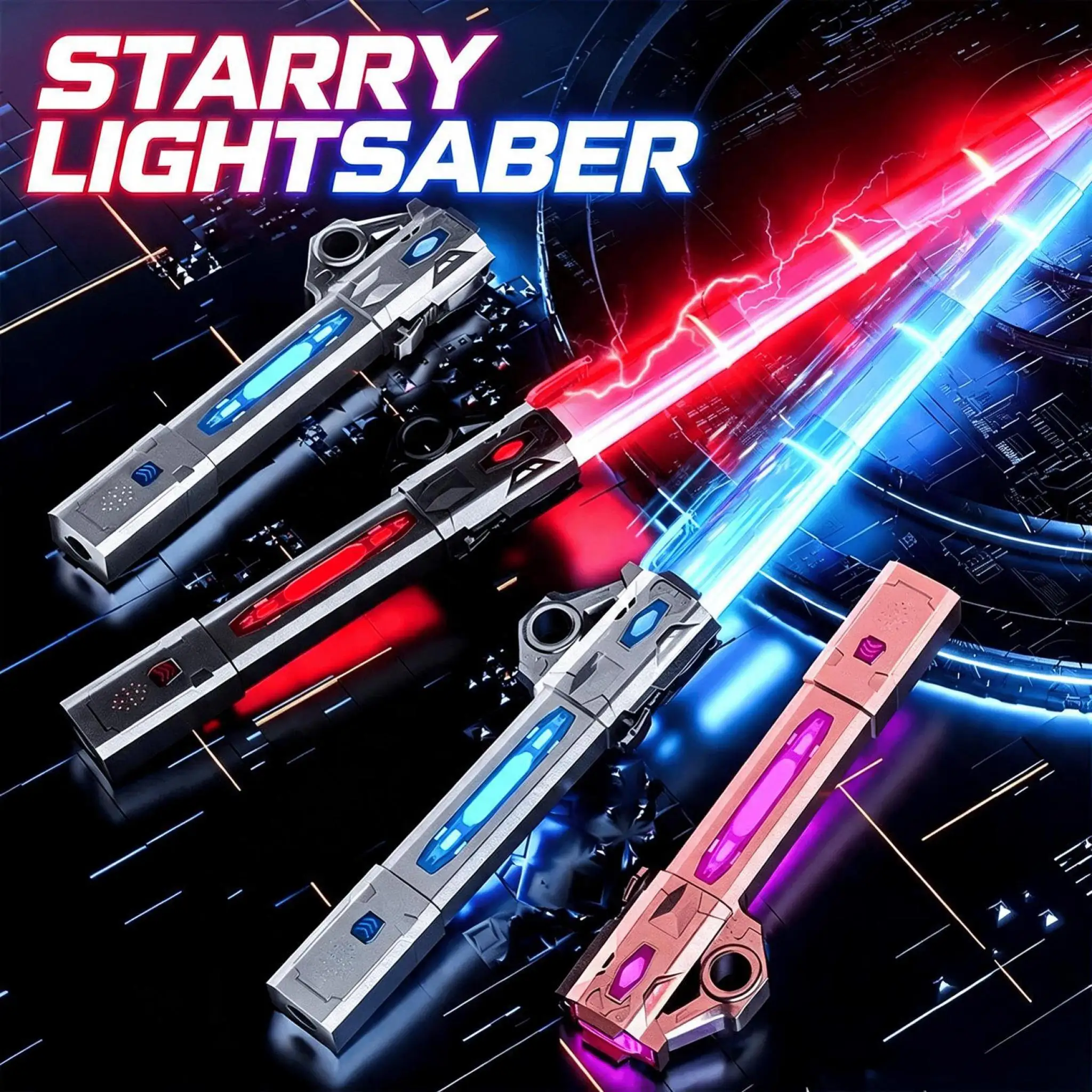 LED Lightsaber Toy Retractable 2-in-1 Laser Sword Type-C Rechargeable RGB Glow Sword for Kids Boys Birthday Gift Cosplay Party