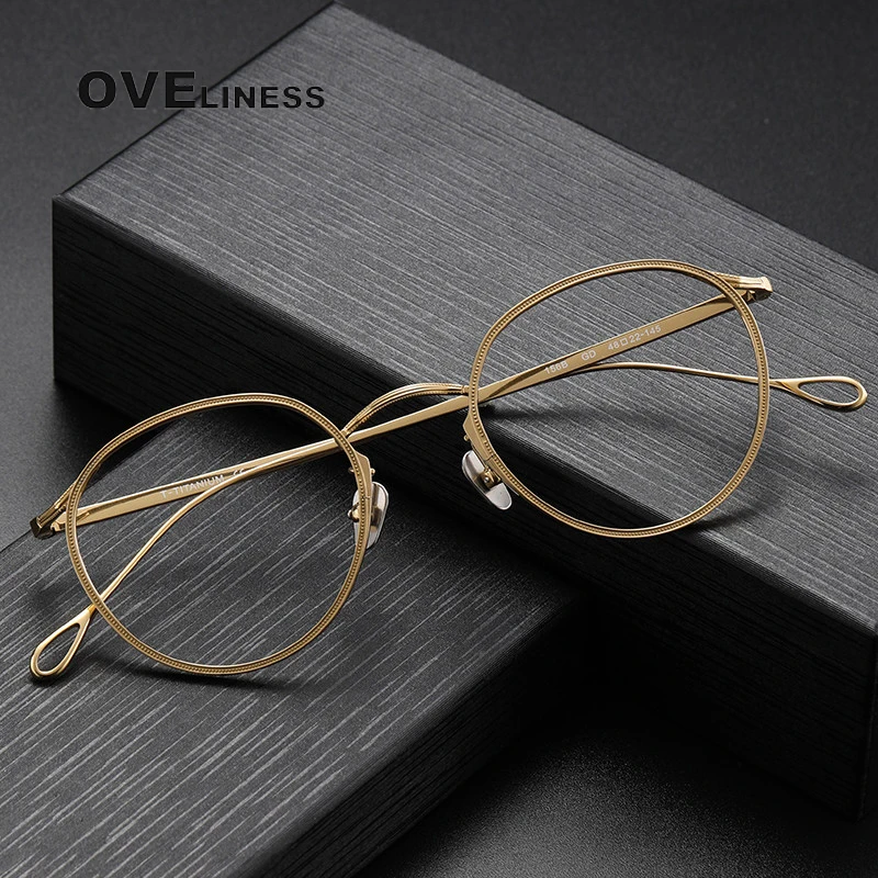 

Pure Titanium Glasses Frame Men Retro Round Prescription Eyeglasses frames Women 2023 New Vintage Myopia Optical full Eyewear