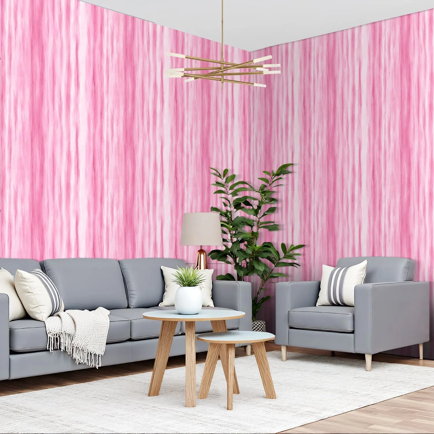 

Розовые акварельные полосы обои 22,83 "X 118" водонепроницаемые обои для гостиной/спальни/ванной комнаты ПВХ стикер на стену