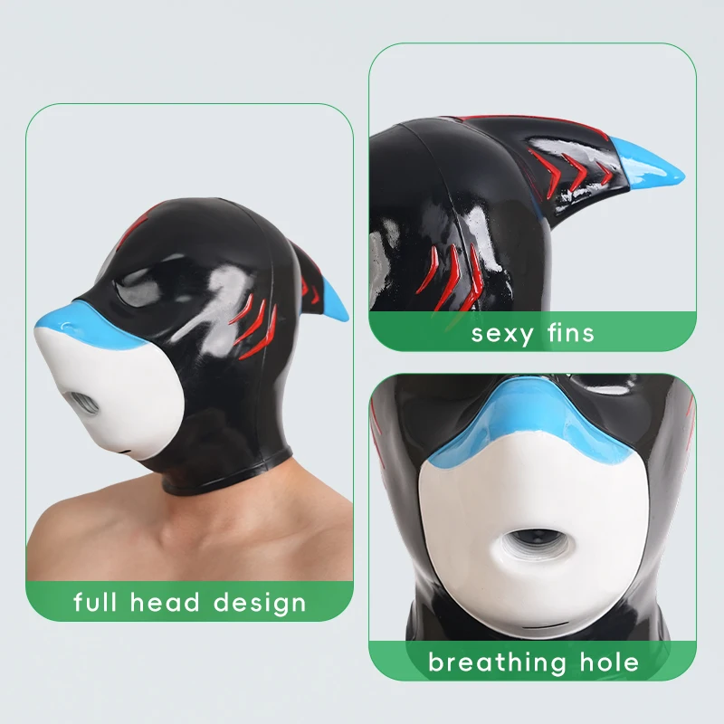 Furrjoi-mascarilla realista de silicona para Dron de tiburón, disfraces de Cosplay, capucha de juego para mascotas, fetiche peludo, tocado de fiesta, gorro de Halloween
