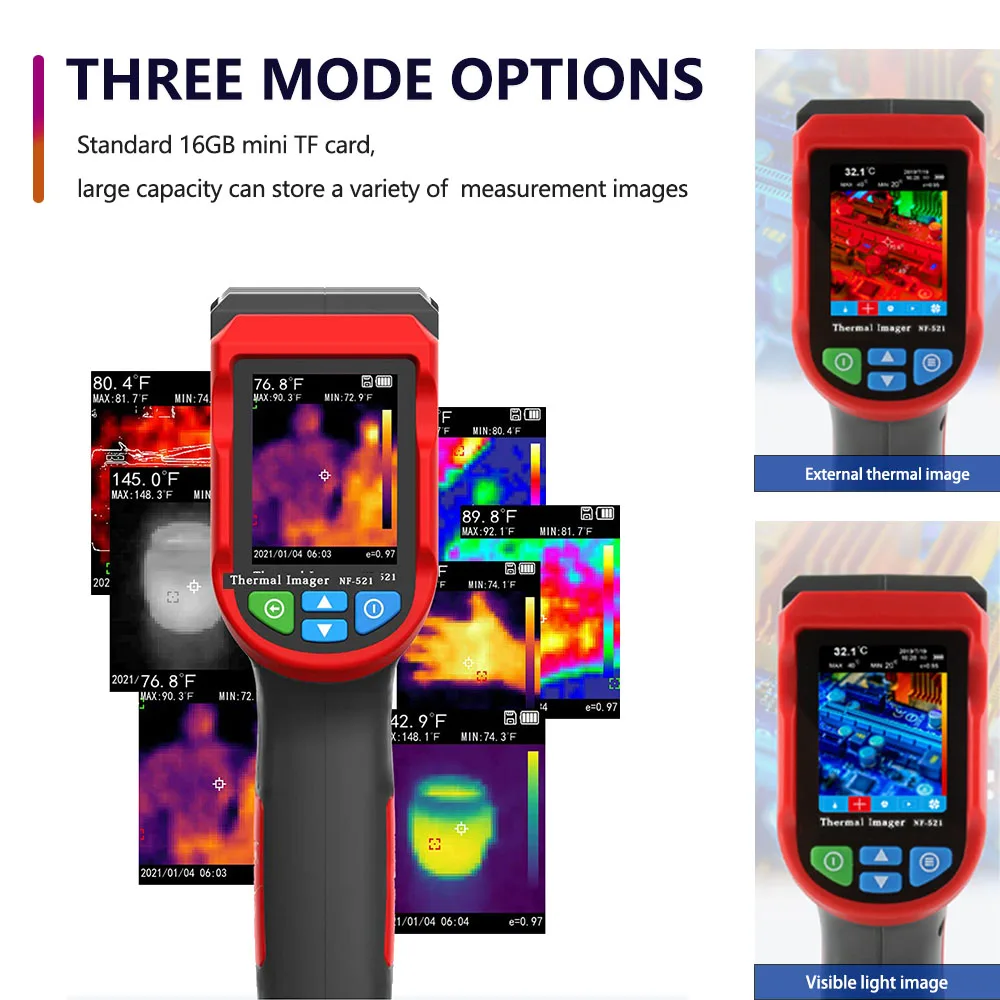 Thermal Imager NF-521 กล้องอินฟราเรดแบบพกพาจอแสดงผลดิจิตอลเครื่องตรวจจับความร้อนมือถืออุณหภูมิ Imaging Imager