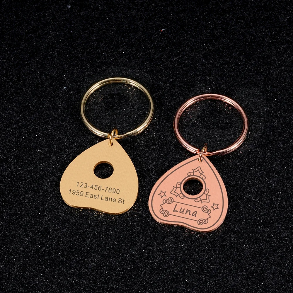 Customized Pet ID Tags Ouija Planchette Tag Name Plate Engraved Name Phone Number for Puppy Kitten Cat Collar Ouija Board Tag