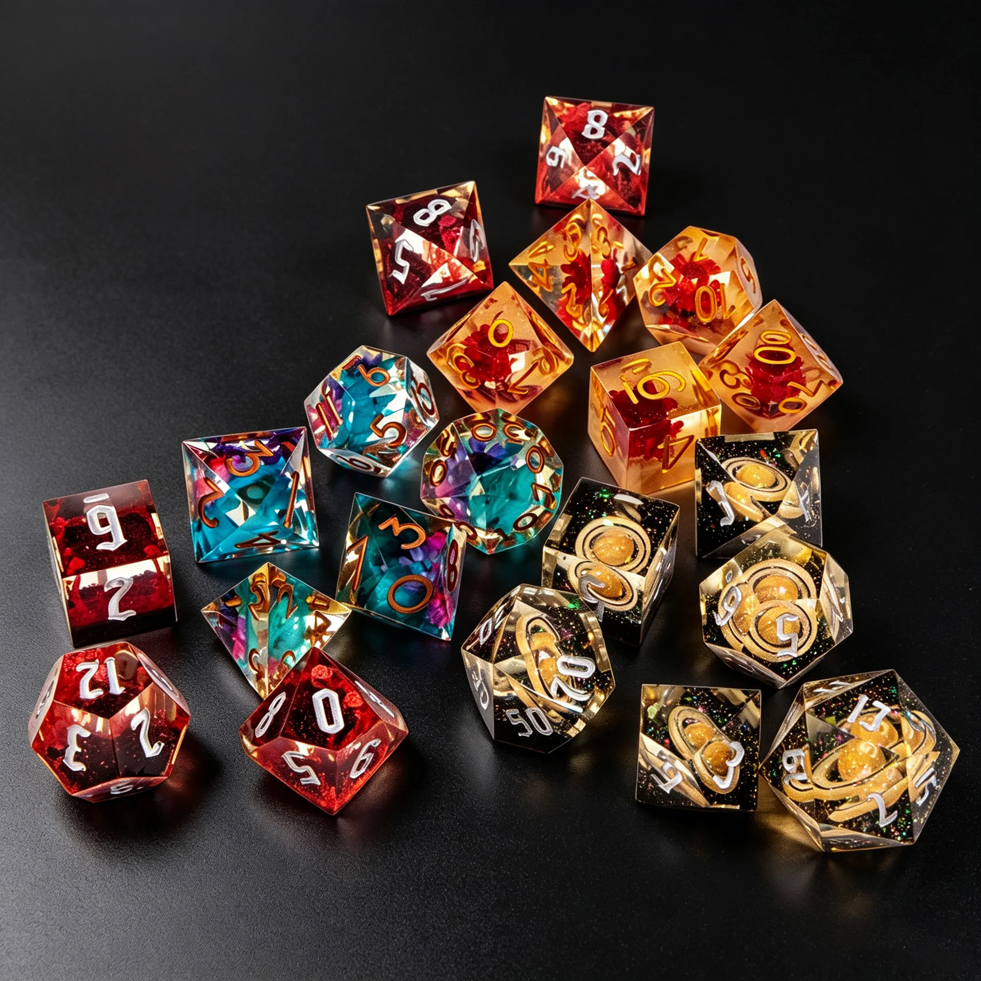 7Pcs Metal Resin Polyhedral Dice Set, Random Color DND Dice, for RPG MTG Table Board Role Playing Games