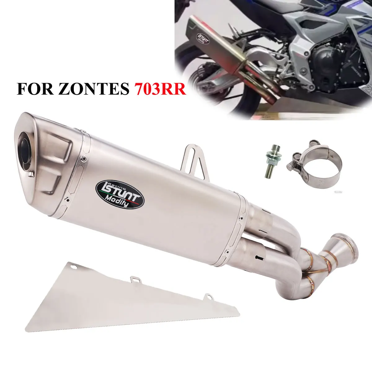 

703RR Exhaust Slip On Escape Muffler System For ZONTES 703RR 2024 2025 Motorcycle Exhaust Dual Pipe With Decor Cover