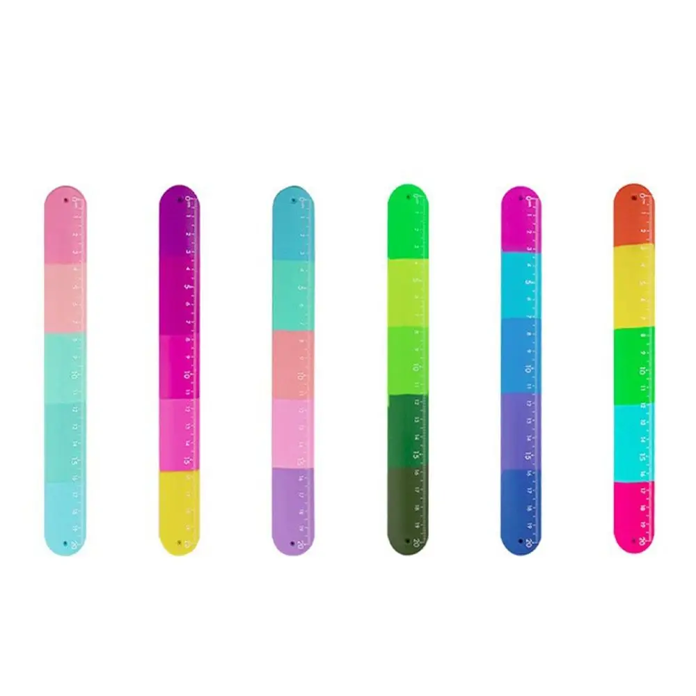 Kids Fidget Toy Clap Ring Straight Ruler Drawing Drafting Anxiety Relief Snap Ring Bracelet Ruler Stress Relief Silicone