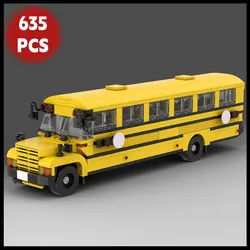 MOC City School Bus Special Service Bus Model Building Blocks Set MOC-177592 Vehicle Constructor Brick Toy Xmas Gifts