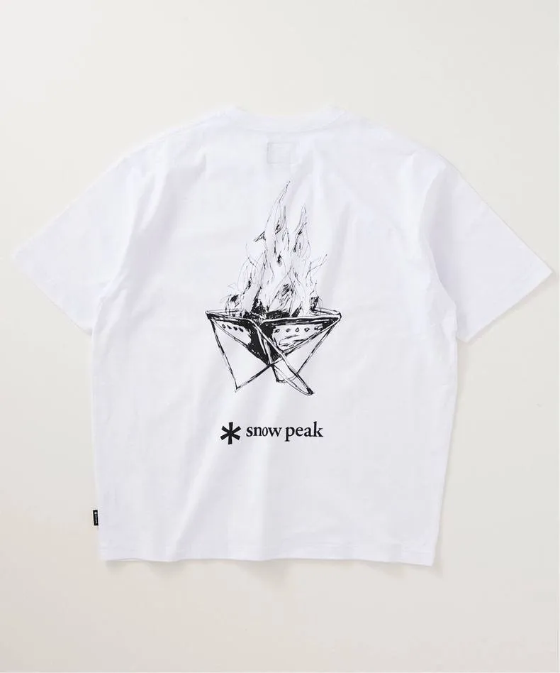 

snow peak CAMP FIRE Cotton Camping Bonfire Printed Crew Neck Short Sleeve T-Shirt Unisex Casual Outdoor Tee