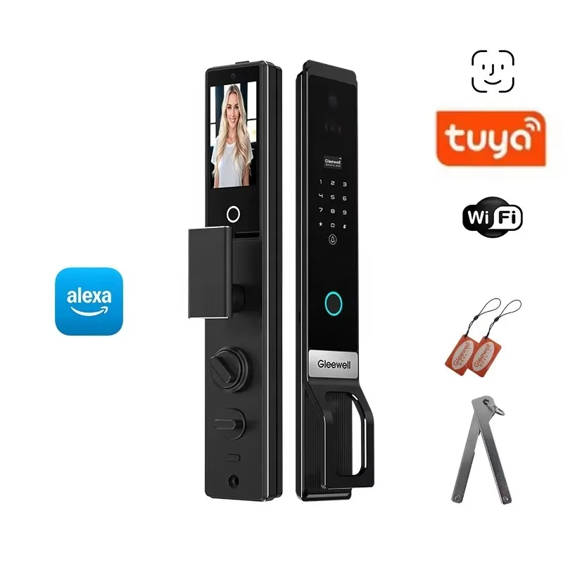 Intelligent Application Program Alexa Smart Door Lock 3D Face Recognition Password Digital Key Smart Lock With Hd Camera