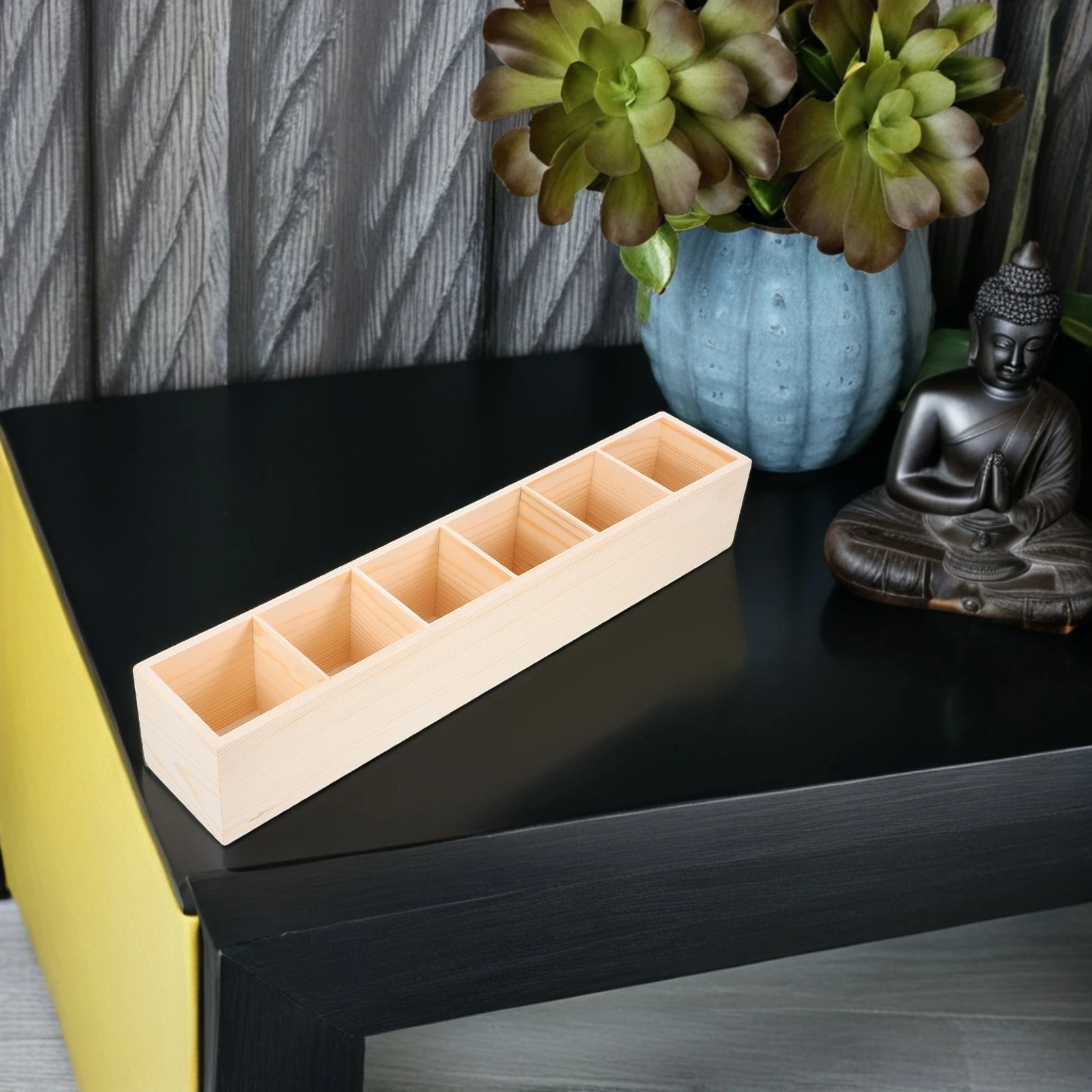 

Storage Box Partitioned Container Wooden Bead Organizer Pine Bins Office Case Parts