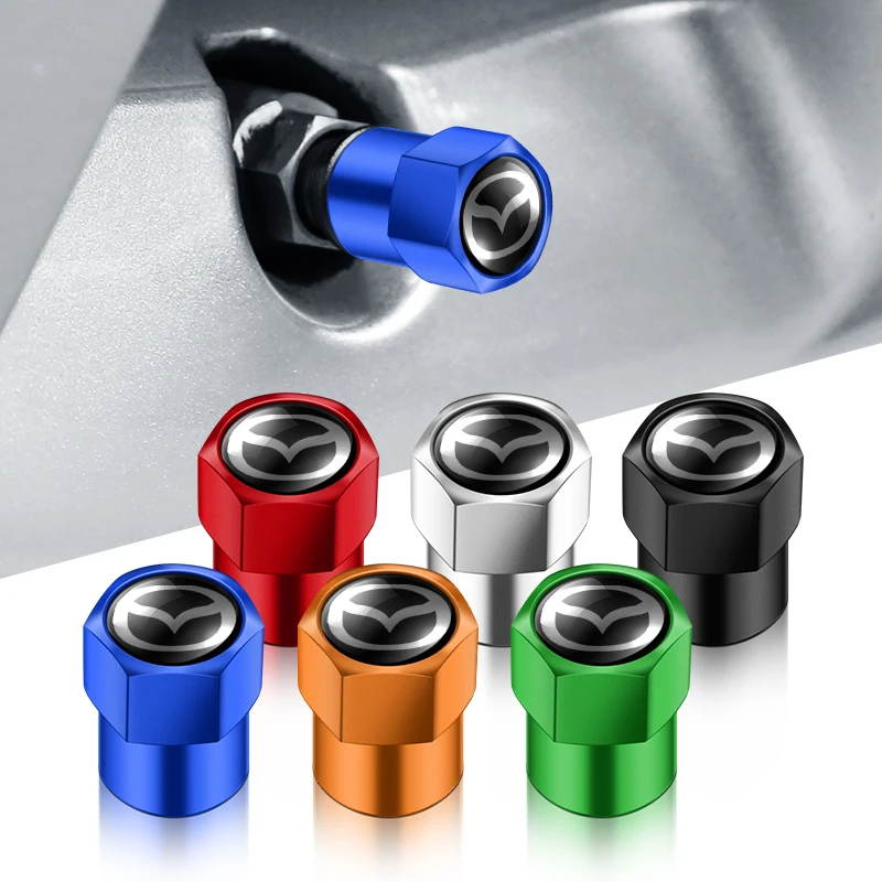 4Pcs Car Wheel Tire Valve Caps Dustproof Tyre Valve Stem Cap For Mazda 6 3 CX5 5 2 323 CX7 Demio Atenza Axela MX30 CX30 CX3 CX9