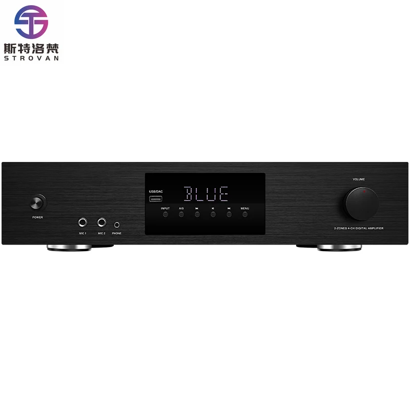 

800W 4CH Stereo Class D Aluminum Alloy Home Amplifier with LED Display A+B Zone BT 5.3 ARC Optical Coaxial