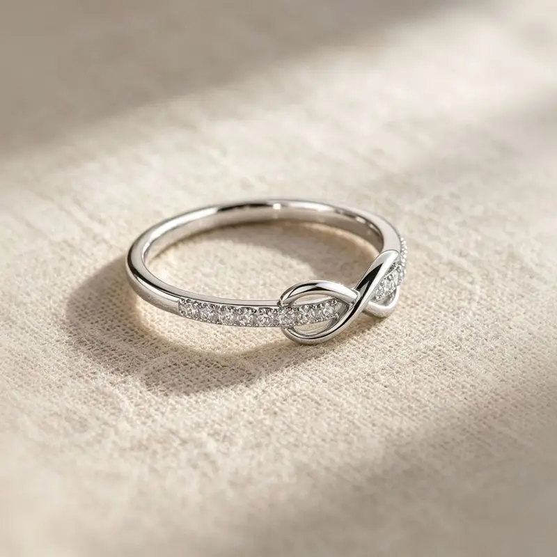 S925Pure silver bow-shaped infinity love ring, a delicate and fashionable European and American style ring, perfect for cross-bo