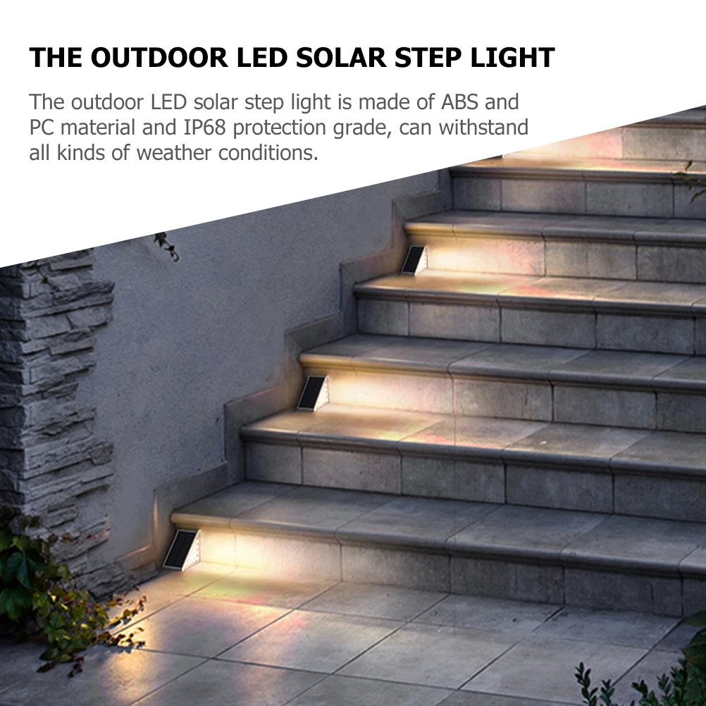 

Solar Step Lights Outdoor Deck Stairs LED Warm Light Yard Waterproof Garden Solar Powered Rechargeable 6 9 Hours
