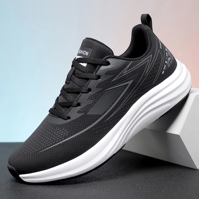 

Men's Autumn New Arrival Black Leather Shoes - Breathable Thick-Sole Stylish Sneakers, Casual & Sporty, Versatile & Lightweight