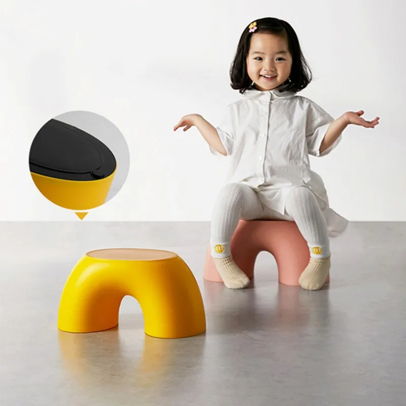 Home Small Low Stool Nordic Baby Plastic Stool Bathroom Thickened Non Slip Creative Cute Children Cartoon Stool