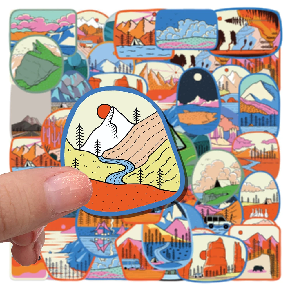 

10/30/50pcs Funny Cartoon Ourdoor Camping Stickers Aesthetic DIY Water Bottle Phone Suitcase Graffiti Decals Decoration Supplies