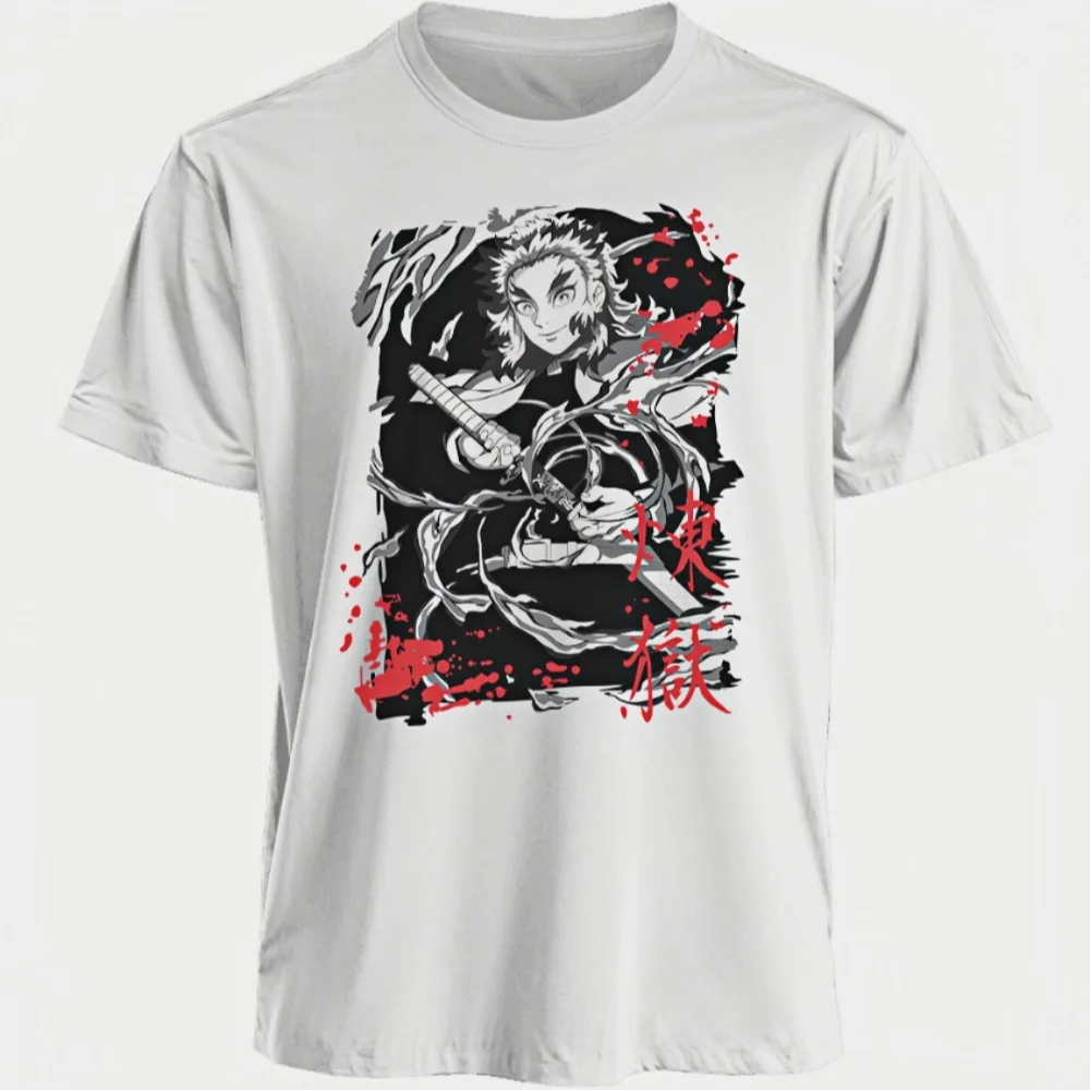 2026 新しい鬼滅の刃スレイヤー煉獄アニメプリント Tシャツユニセックスオーバーサイズ半袖トレンディカジュアルストリートファッション
