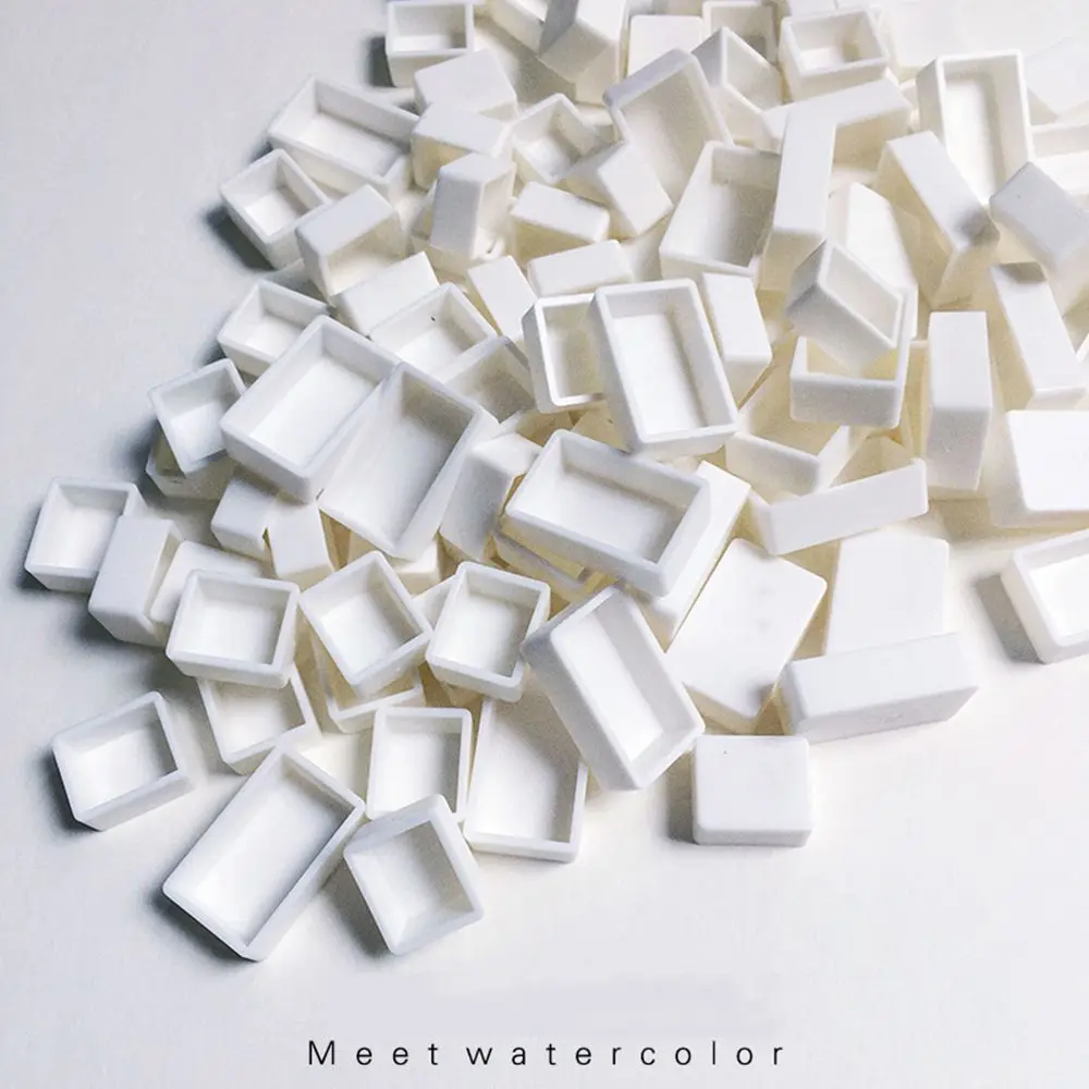 6/12/24/48pcs 2ml Plastic Half Pans Artists Watercolor Paint Grid Art Supplies Painting Supplies Paint Palette