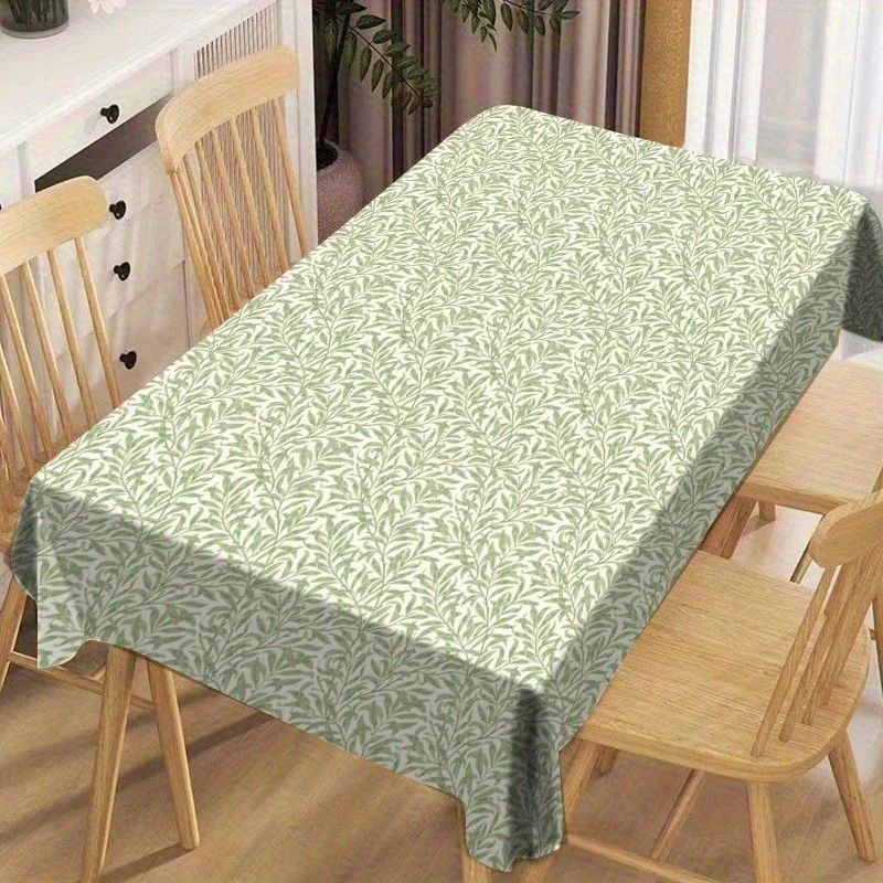 One fresh vine-patterned tablecloth, creating a natural dining atmosphere. Rectangular, durable polyester fabric.