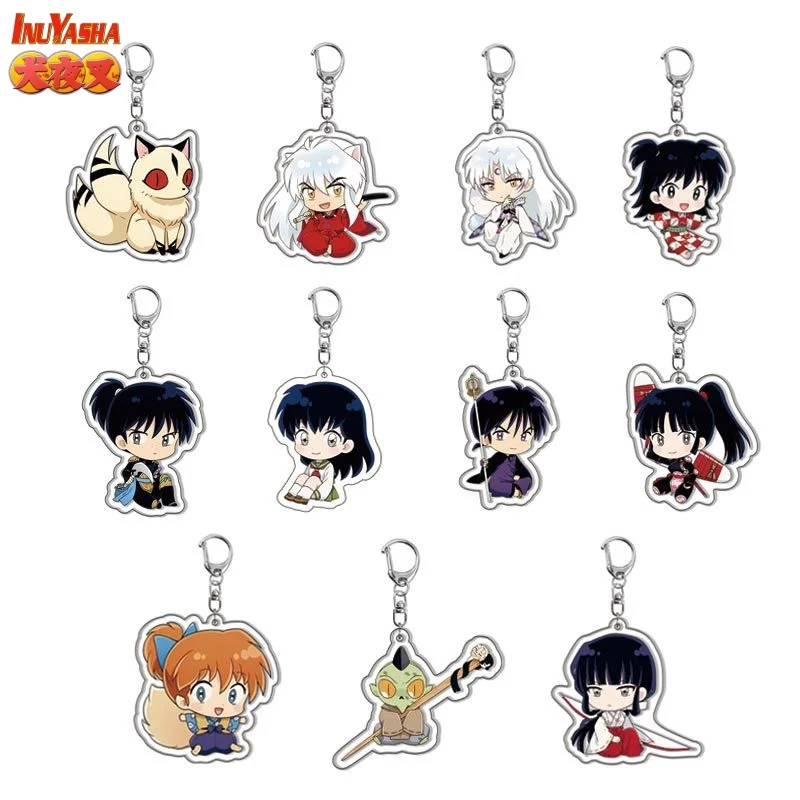 Dinazuka Inuyasha Anime 2D Acrylic Keychain Bag Hanger Car Rearview Mirror Hanging Decoration Unique Birthday Gift for Fans