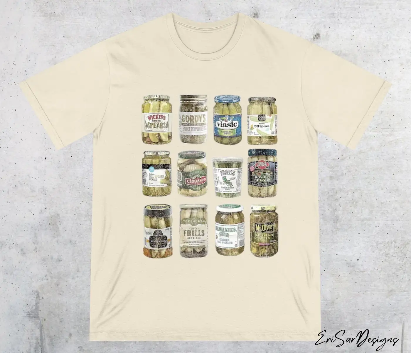 Heavy Cotton T Shirt Pickle Vintage Canned Pickles Jar Women Christmas