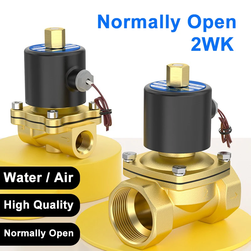 

Нормально открытый 2WK Полностью латунный электромагнитный клапан AC220V/DC24V Водяной клапан 1/2 1/4 1/8 3/8 1 дюйм/1,2 дюйма/2 дюйма