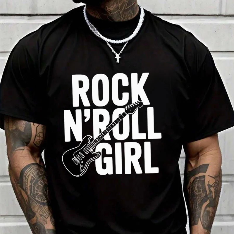 

Men Women Moto Rock N' Roll Girl Electric Guitar T Shirt Clothing Casual Tees T-Shirt Hip Hop Tshirt Streetwear