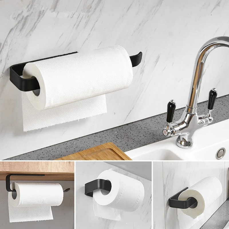 Platzsparender, selbstklebender, an der Wand montierter Taschentuchhalter, Küchenaufbewahrungsorganisator, doppelter Verwendungszweck, Toilettenpapier, Handtücher, ohne Bohren – Detail 7