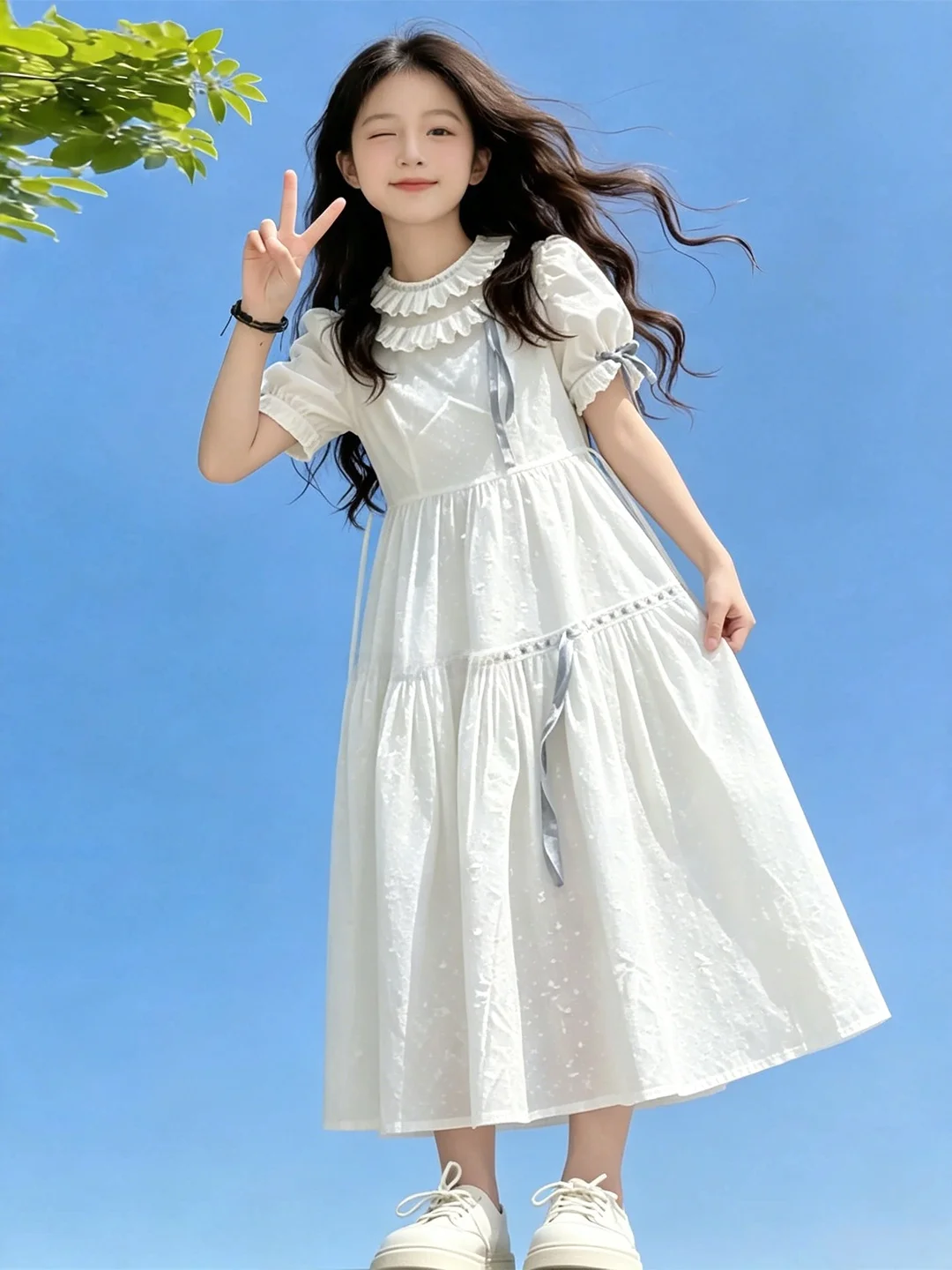 princess-style-girls-dress-children's-summer-outfit-2026-new-fashionable-long-dress-trendy-french-style-kids-clothing