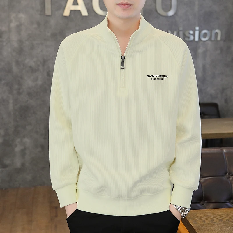 

Casual Men's Long Sve Hoodie Stand Collar Spring Autumn Faion Comfortable Versatile Cotton Polyester Blend Zipper Sle
