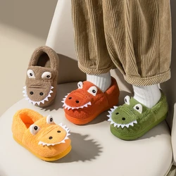 Non-slip Children Home Slippers Baby Warm Cotton Indoor Shoes 2022 Winter Cartoon Dinosaur Kids Slippers Boys Girls Flops Soft