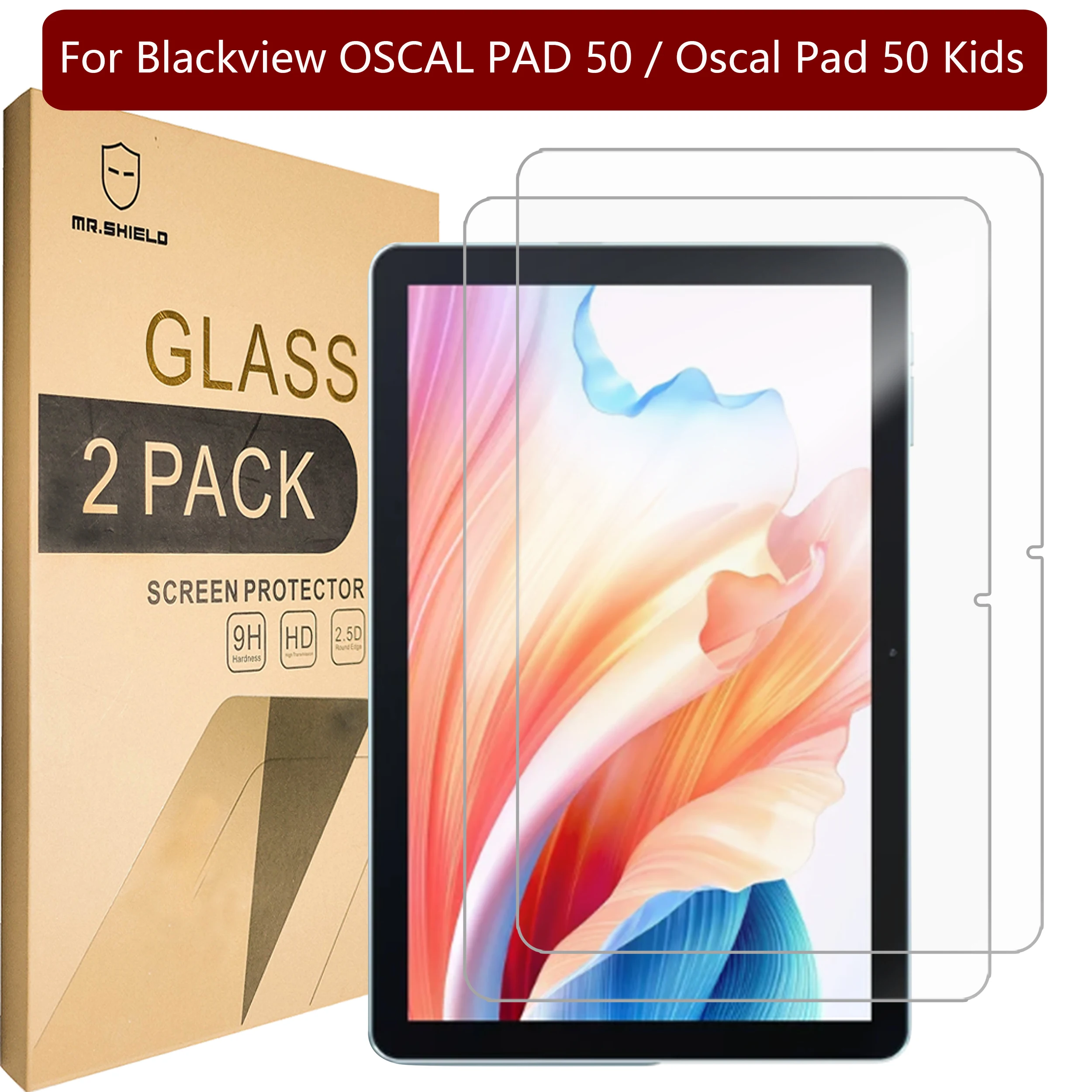 

Mr.Shield Screen Protector compatible with Blackview OSCAL PAD 50 / Oscal Pad 50 Kids [Tempered Glass] [2-PACK] [9H Hardness]