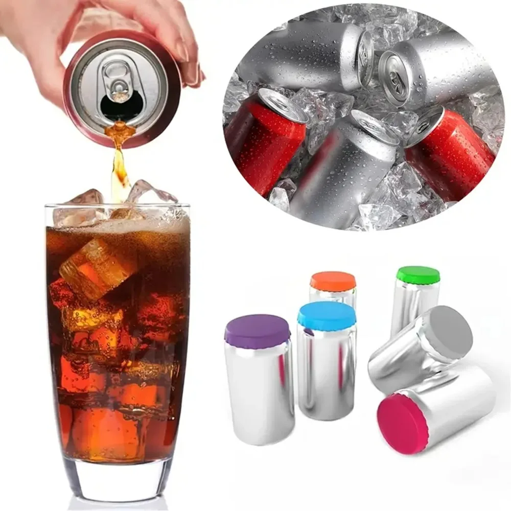 Reusable Silicone Soda Can Lids Multicolor Leakproof Seal Covers for Standard Beer Juice Drink Cans Dustproof Protective Caps