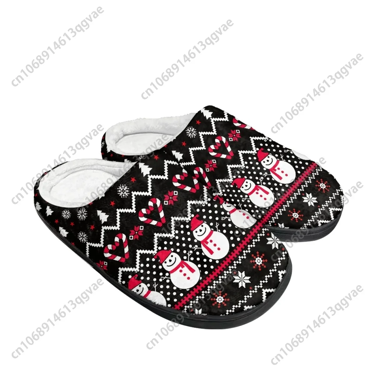 Winter Christmas Santa Claus Design Candy Cane Home Cotton Slippers Mens Womens Teenager Plush Bedroom Keep Warm Custom Slipper