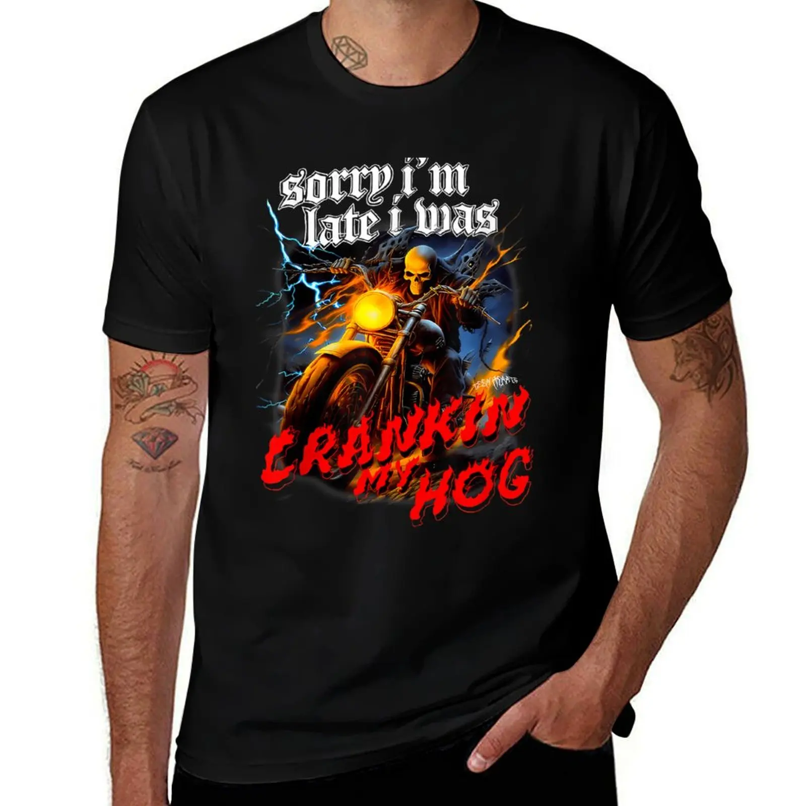 

sorry i'm Late i was CRANKEN HOG Funny T-Shirt man t shirt heavy cotton T-Shirt