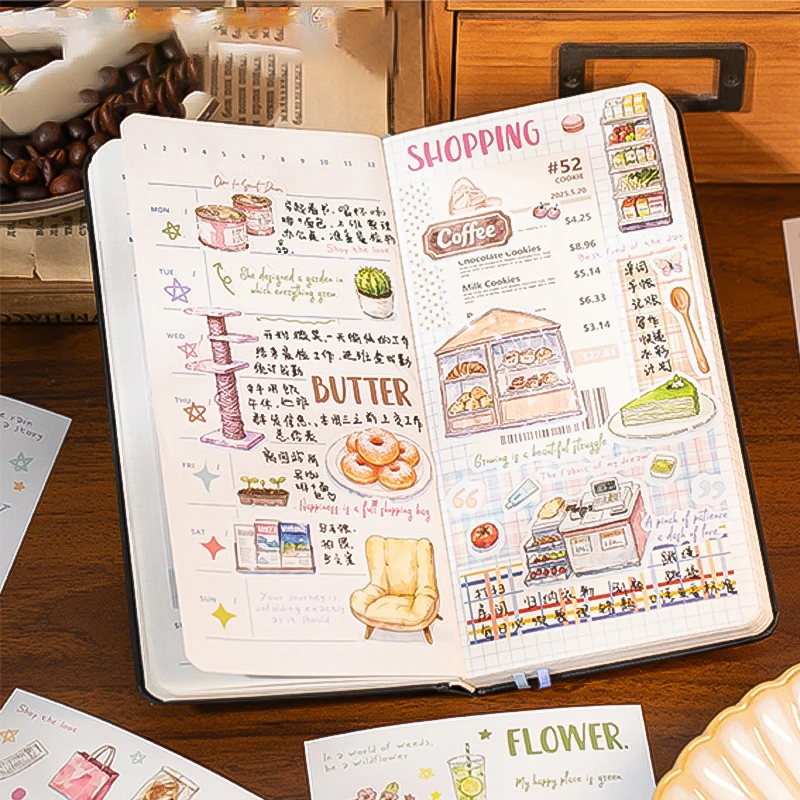 Mr.Paper 4pcs Life Wanderlust Collection Stickers, Die-Cut Journal Supplies, Daily Scene Collage Decor, Themed Creative Material view 5