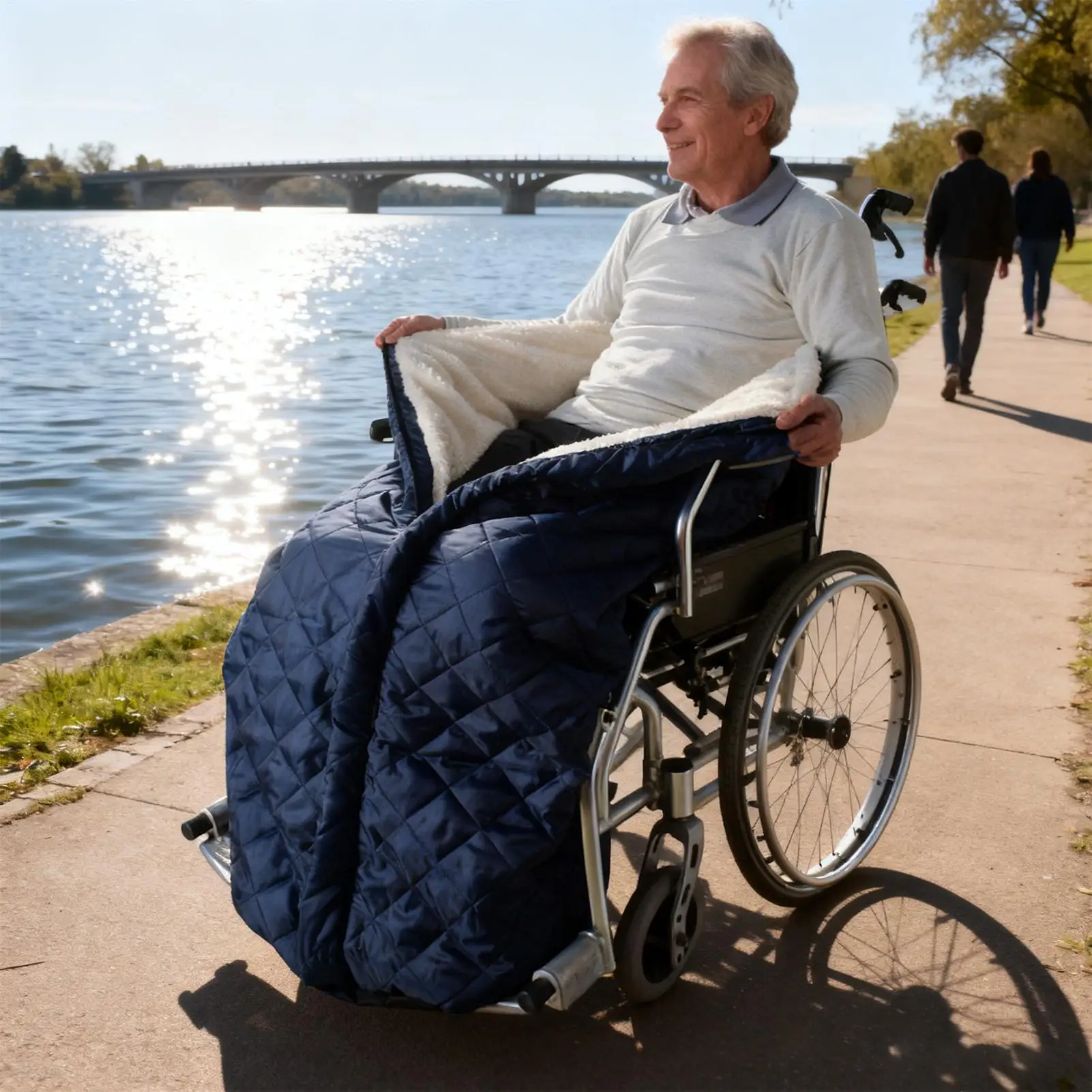 

Wheelchair Lap Blanket Warm Fleece Lined Recliner Chair Pocket Warmer Wheelchair Fleece Blanket For Women Men Senior Elderly