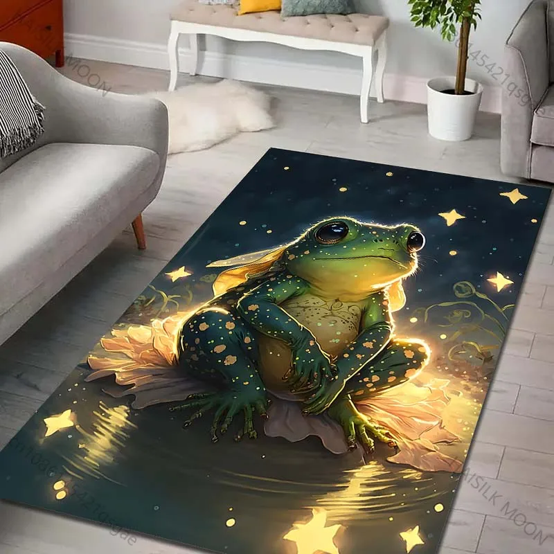 Multiple sizes Frog sitting on lily pad Print Carpet Rug for Living Room Bedroom Sofa Doormat Home Decor Non-slip Floor Mat
