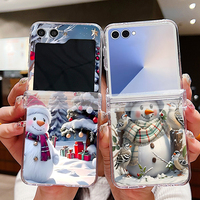 Oil Painting Christmas Clear Phone Case For Samsung Galaxy Z Flip 7 FE 6 5 4 3 5G Folding Hard Cover For Samsung Z Flip7 Flip6