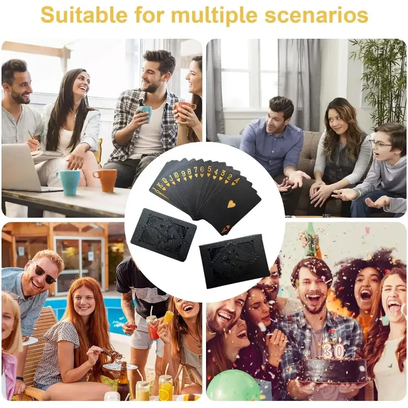 Zwart Goudfolie Poker Waterdichte Speelkaarten Zwart 54 Vellen Kaartspellen Kaart Goocheltruc Magia Magie Goochelaars Prop Accessoire