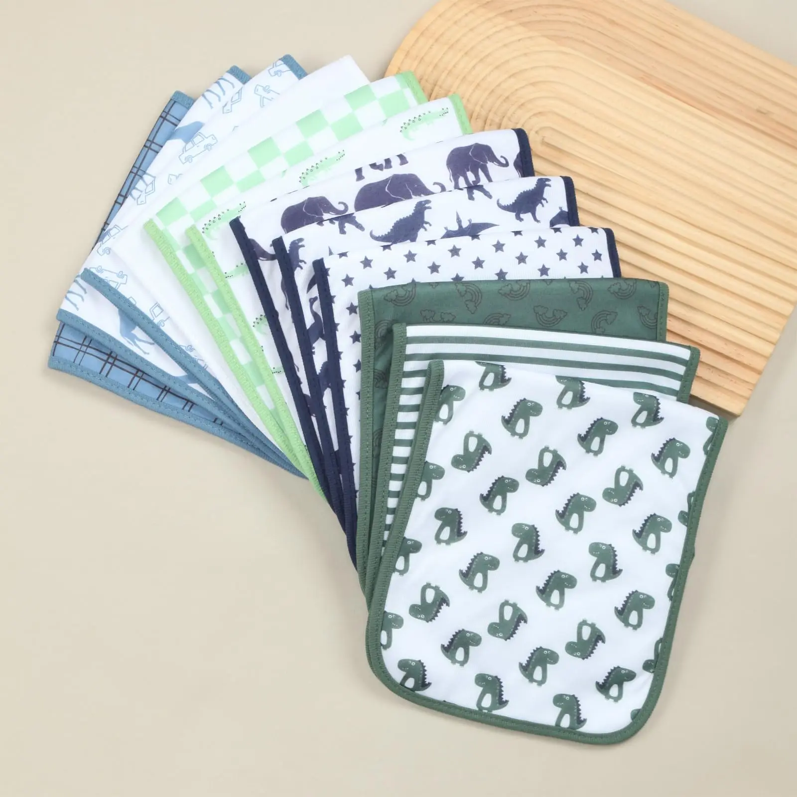 Benoxine 8-Pack Organic Cotton Baby Boys & Girls Burp Cloths Large 48 X 20 cm Soft Super Absorbent 2-Layer Burping Rags with Fleece Back Pre-Washed Multi-Use Towels for Feeding Spit-Up and Drooling for Newborn Infant 0-12 Months view 7