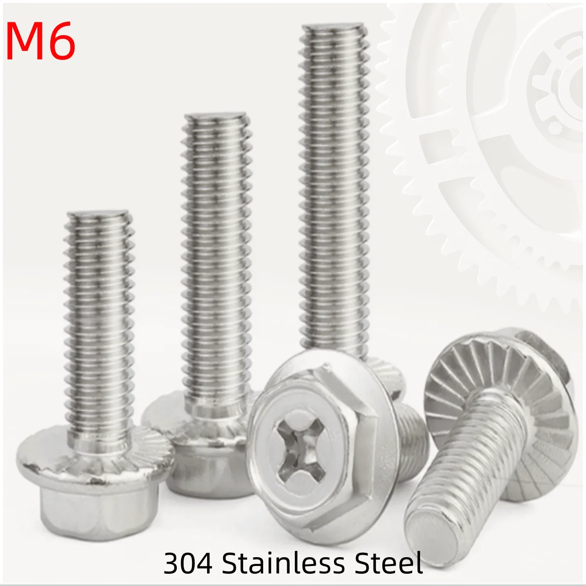 

M6 304 Stainless Steel Phillips Hex Washer Flanged Hex Head Bolts Screws Bolts