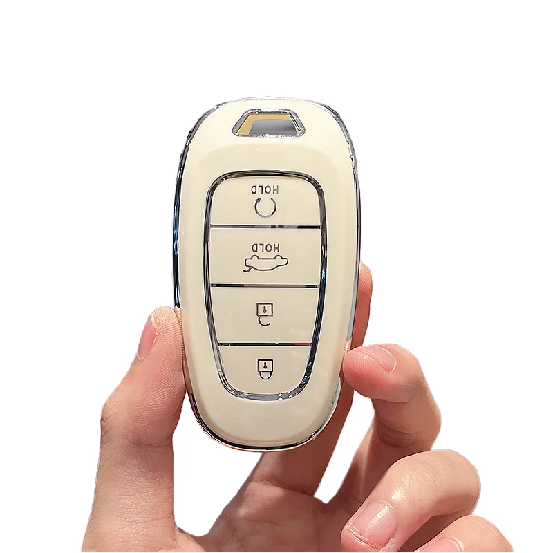 

TPU Car Key Case Holder Shell Soft Remote Cover Protector for Hyundai Nexo Sonata 4 Buttons Smart Key Accessories Bag Set
