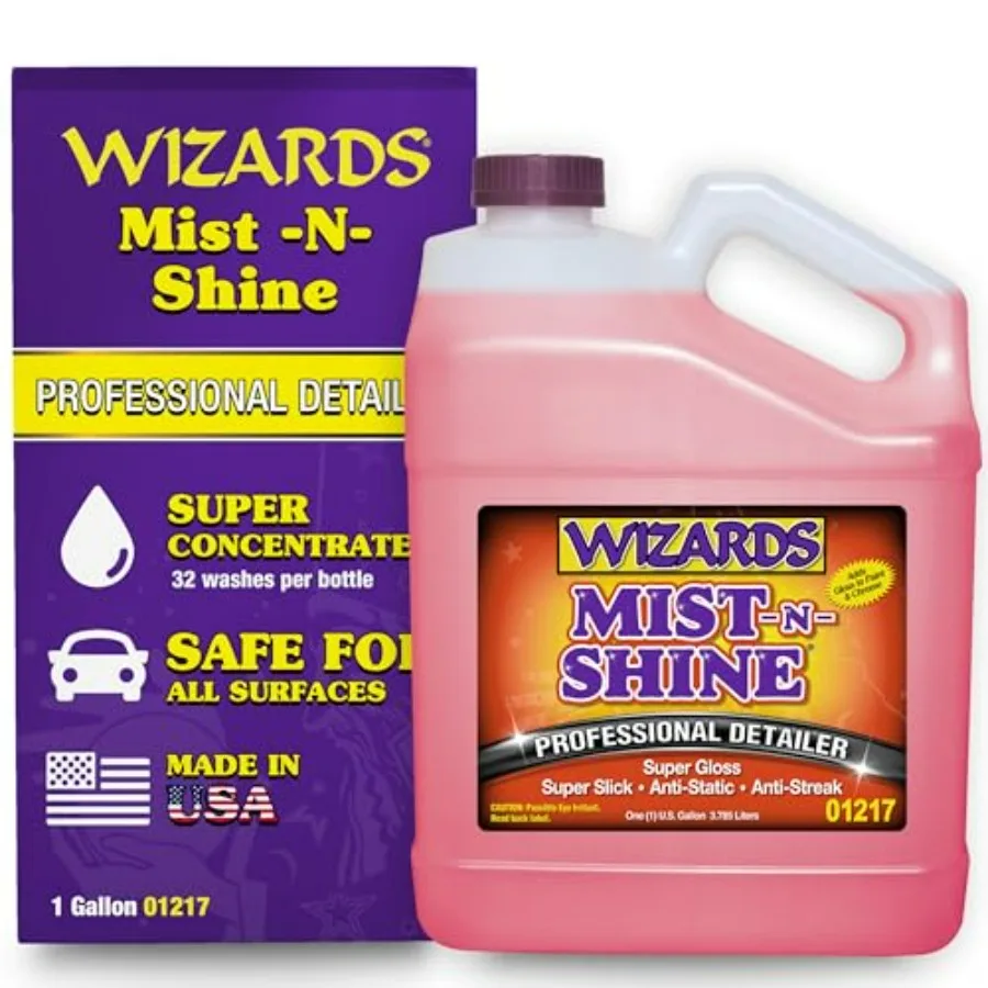 

Mist-N-Shine Professional Detailer 1 Gallon Refill Multi-Purpose High Gloss Waterless Quick Detailer for Glass Chrome Paint Pla