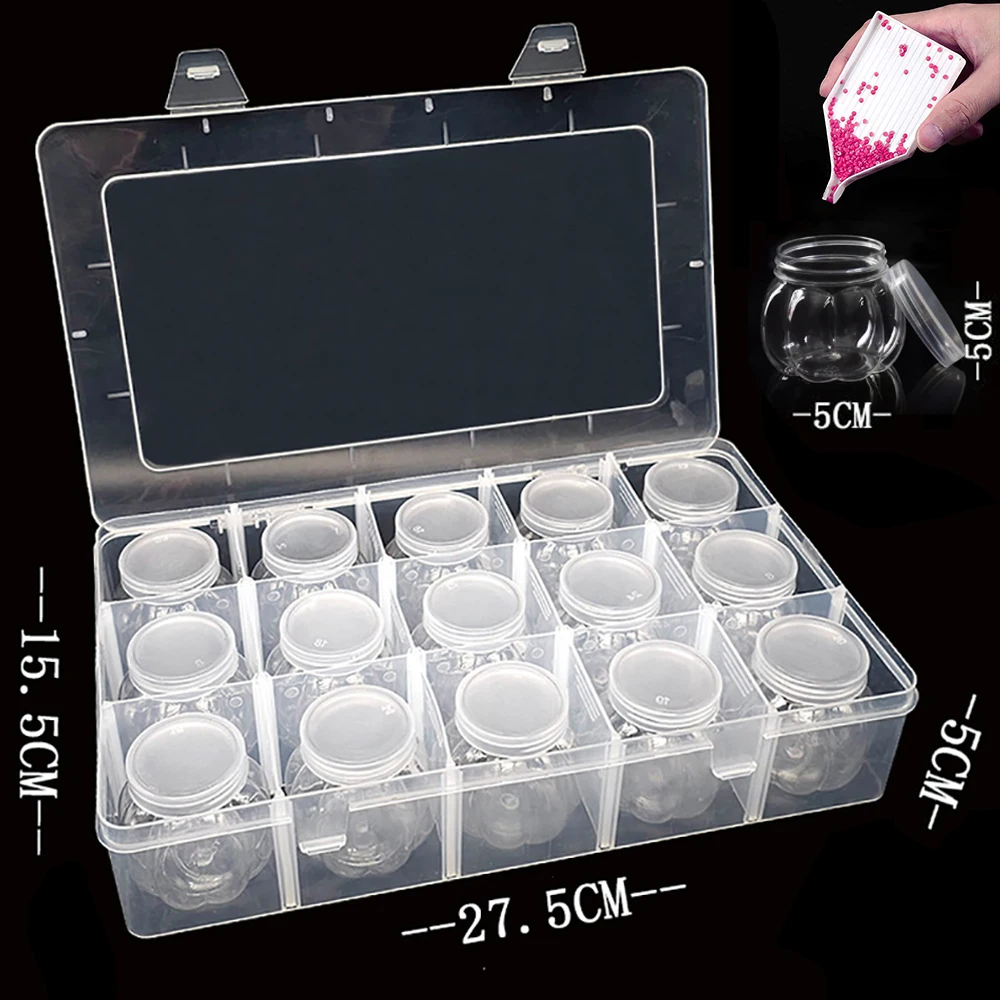 

5D Diamond Painting Accessories Storage Box Tool Bead Large Jars Mosaic Art Organizer Container DIY Hama Beads Boxs Supplies