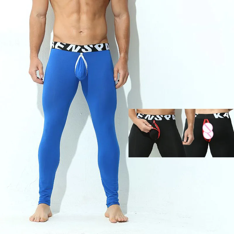 

Winter Men's Thermal Long Johns Modal Male Sexy Underwears Cotton Bottoming Tights Soft Warm Trousers Detachable U-Pouch Panties