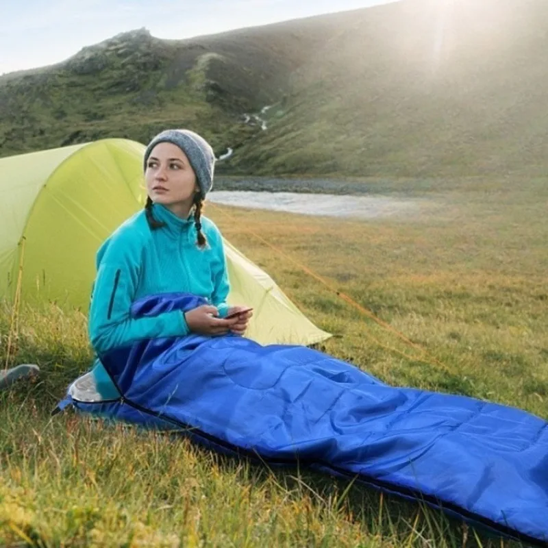 

Портативный спальный мешок для взрослых, походы на открытом воздухе, теплый, удобный, одиночные спальные мешки, снаряжение для кемпинга на ночь