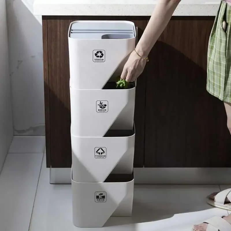 

Бытовое ведро для сортировки, пластиковое ведро для мокрого и сухого мусора, креативное для кухни, большой емкости, бумажный бочонок YHJ121708