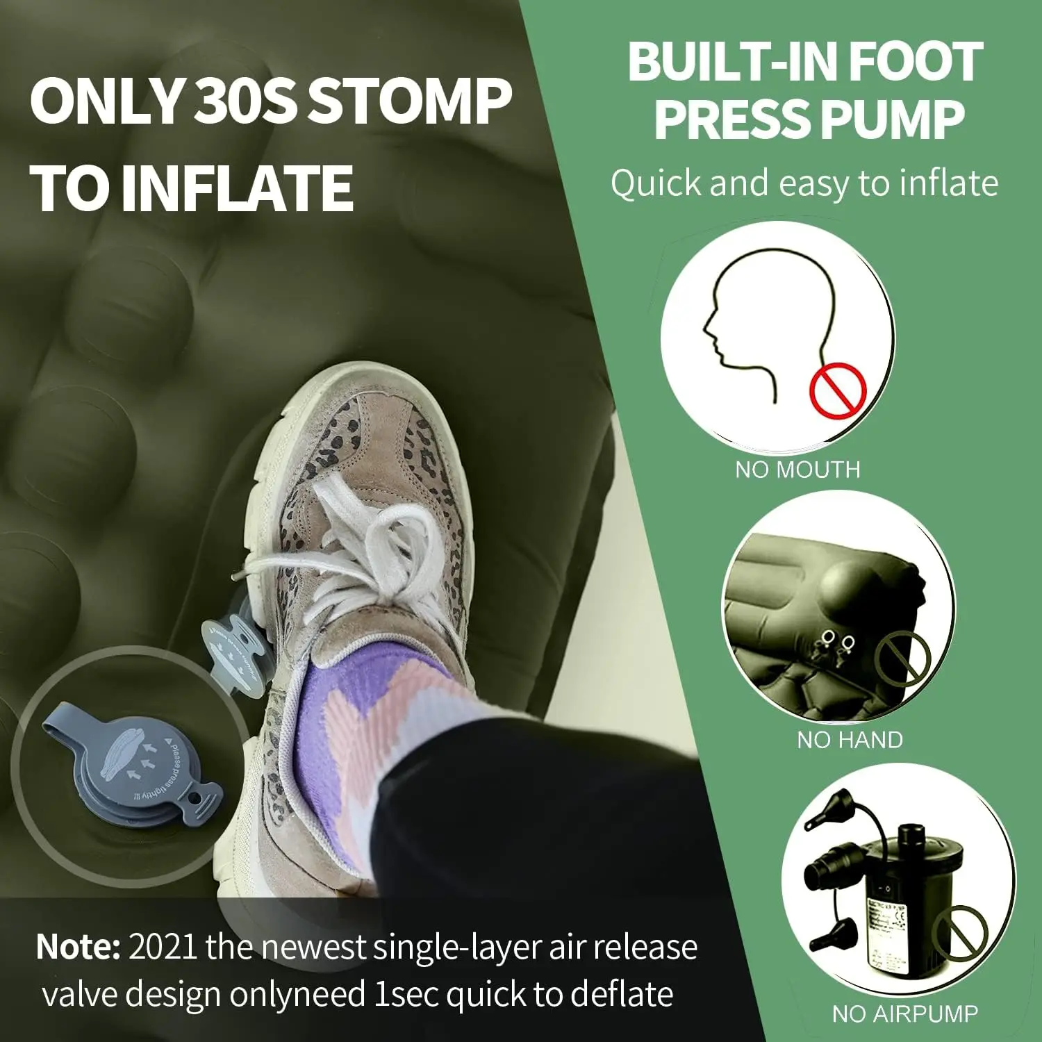 Waterproof Inflatable Sleeping Mattress Outdoor Camping Cushion With Storage Bag Pillow Foldable Foot Air Filling Mat Bed