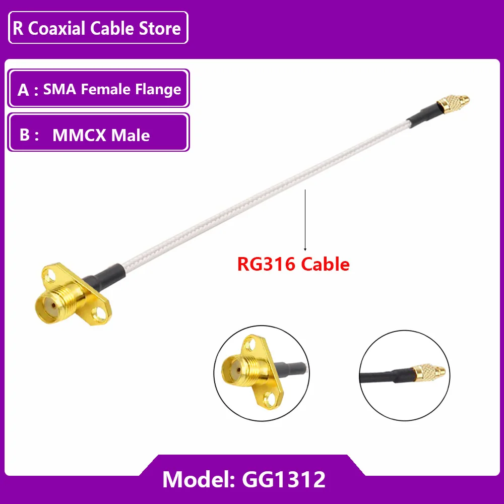 1PC MMCX to SMA/RP-SMA Female Flange Panel Mount RG316 Pigtail FPV Antenna Extension Cord for TBS Unify PandaRC VTX